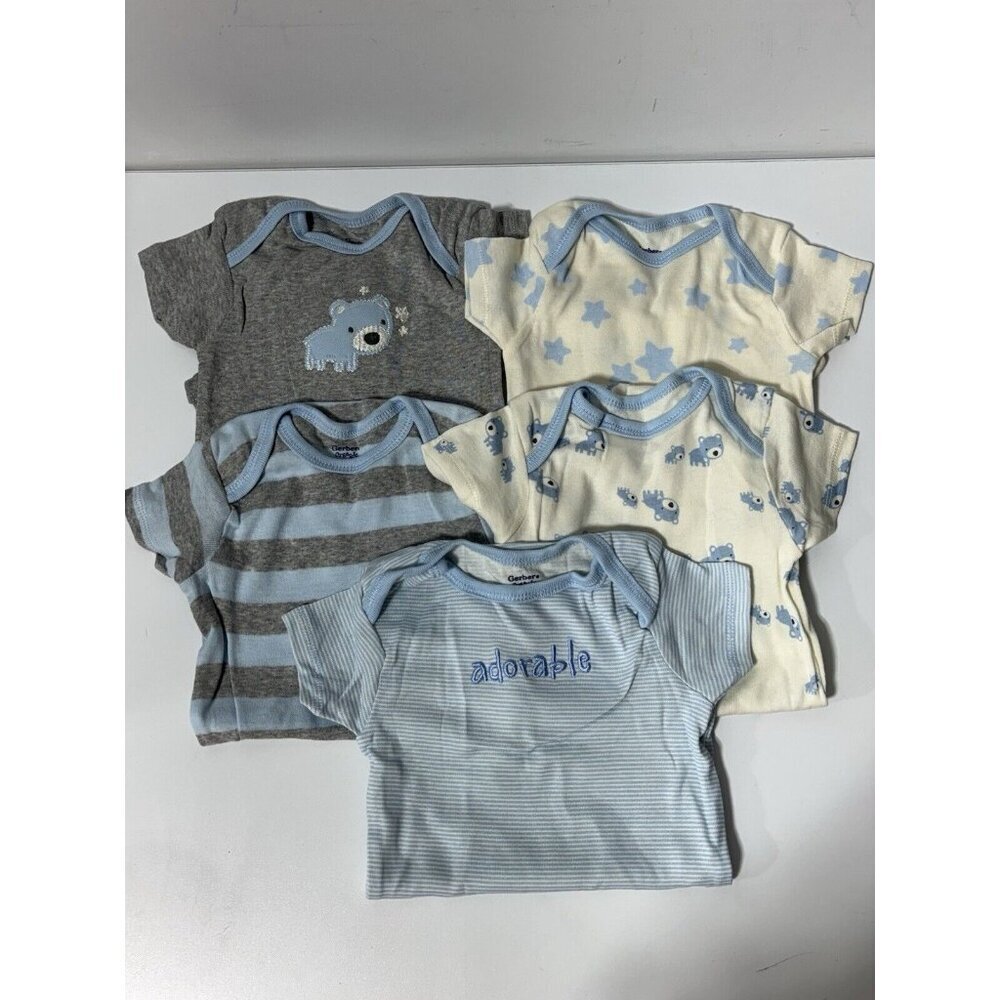 NEW - Gerber® Baby Boys' 5-Pack Organic Onesies Bodysuits 6-9 Months